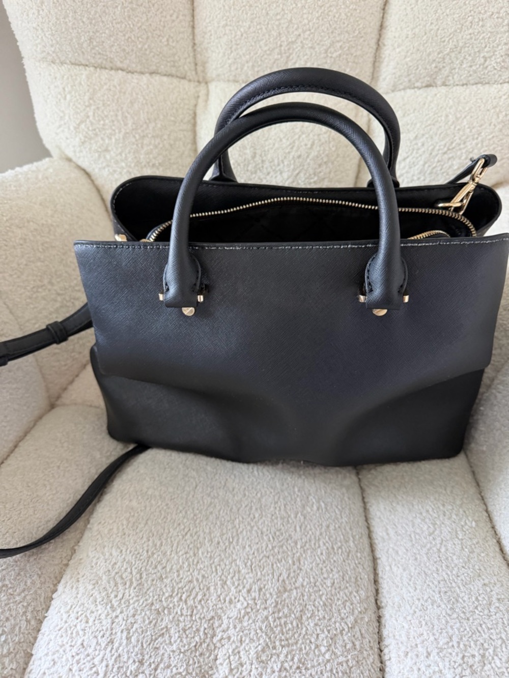 Michael Kors Black Saffiano Satchel with Gold Hardware - Picture 6 of 12